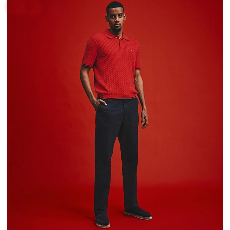 Tommy Hilfiger x Liverpool FC Cable Knit Short Sleeve Polo Jumper - Image 2
