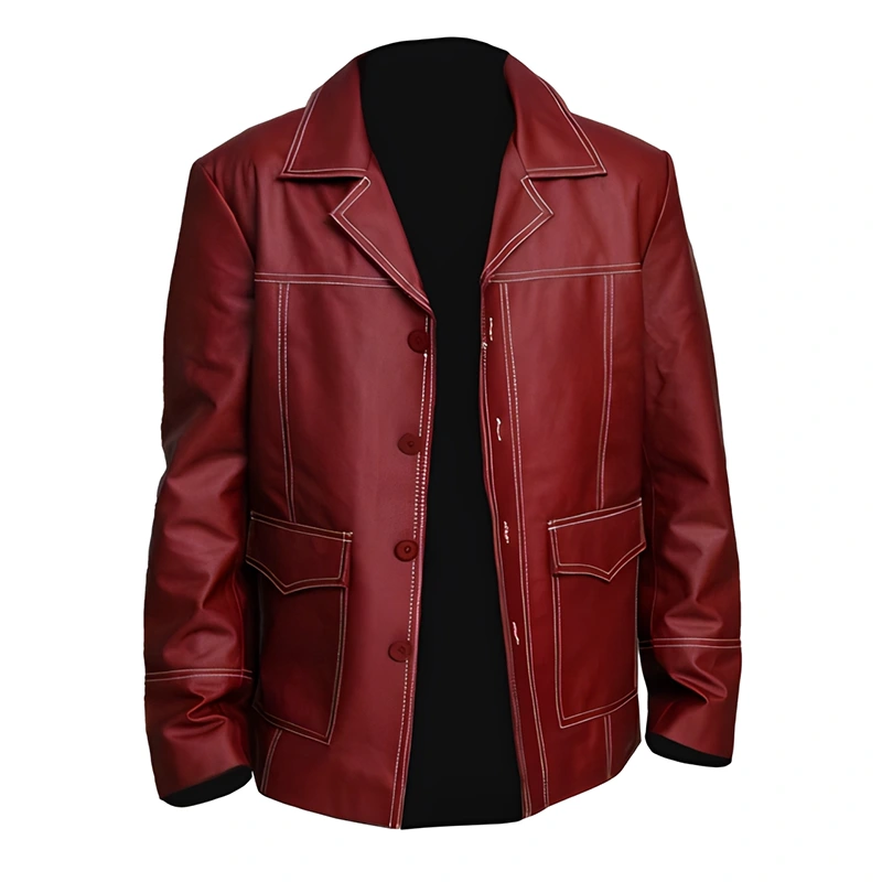 Tyler Durden Fight Club Red Leather Jacket