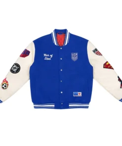 US Soccer x DC Superman Blue Varsity Jacket