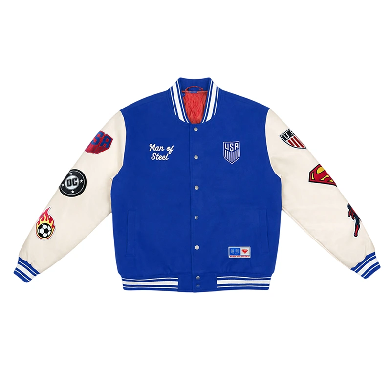 US Soccer x DC Superman Blue Varsity Jacket