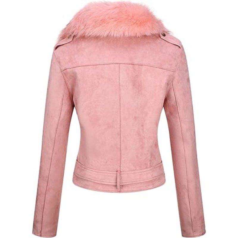 Women Moto Biker Faux Leather Jacket - Image 2