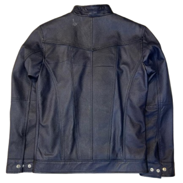 Men's Black J9 Distressed Leather Jacket - Image 2