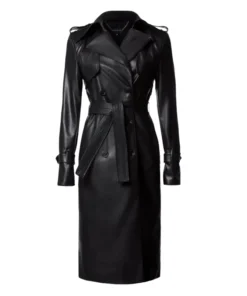 Vegan Black Leather Trench Coat