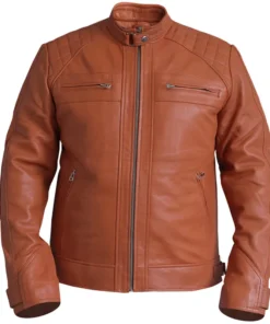 Vintage Brown Diamond Design Biker Leather Jacket