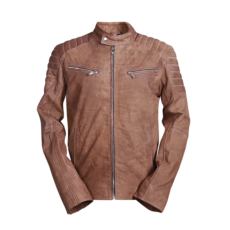 Vintage Brown Motorcycle Leather Jacket - Image 2