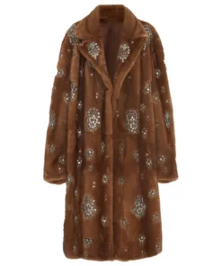Vintage Brown Shearling Long Coat