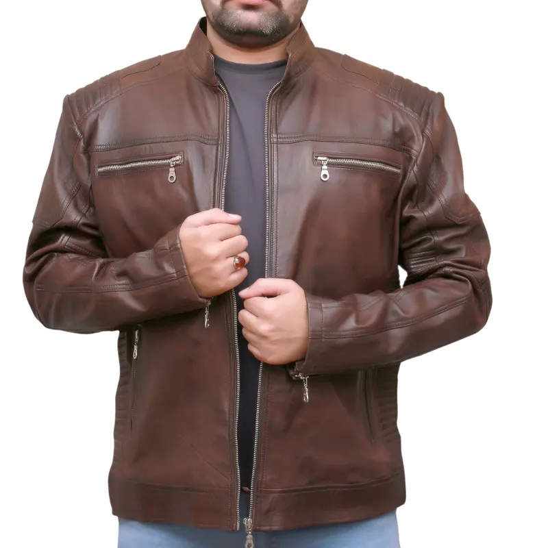 Vintage Streetwear Retro Biker Leather Jacket - Image 2