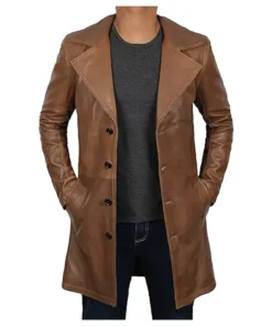 Vintage Wide Lapel Leather Trench Coat