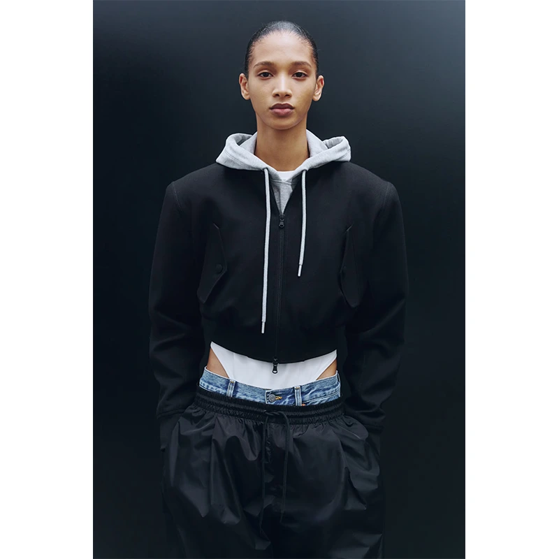 WARDROBE.NYC H&M Cropped Wool Bomber Jacket - Image 4
