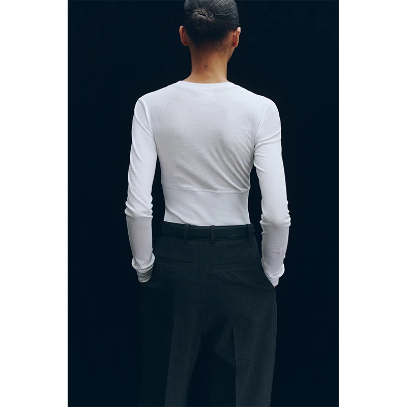 WARDROBE.NYC H&M White Long-Sleeved Cotton Top - Image 5