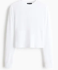 WARDROBE.NYC H&M White Long-Sleeved Cotton Top