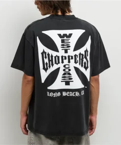 West Coast Choppers Flat Logo Black Wash T-Shirt