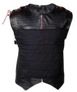 Women Long Cut Black Leather Motorcycle Vest