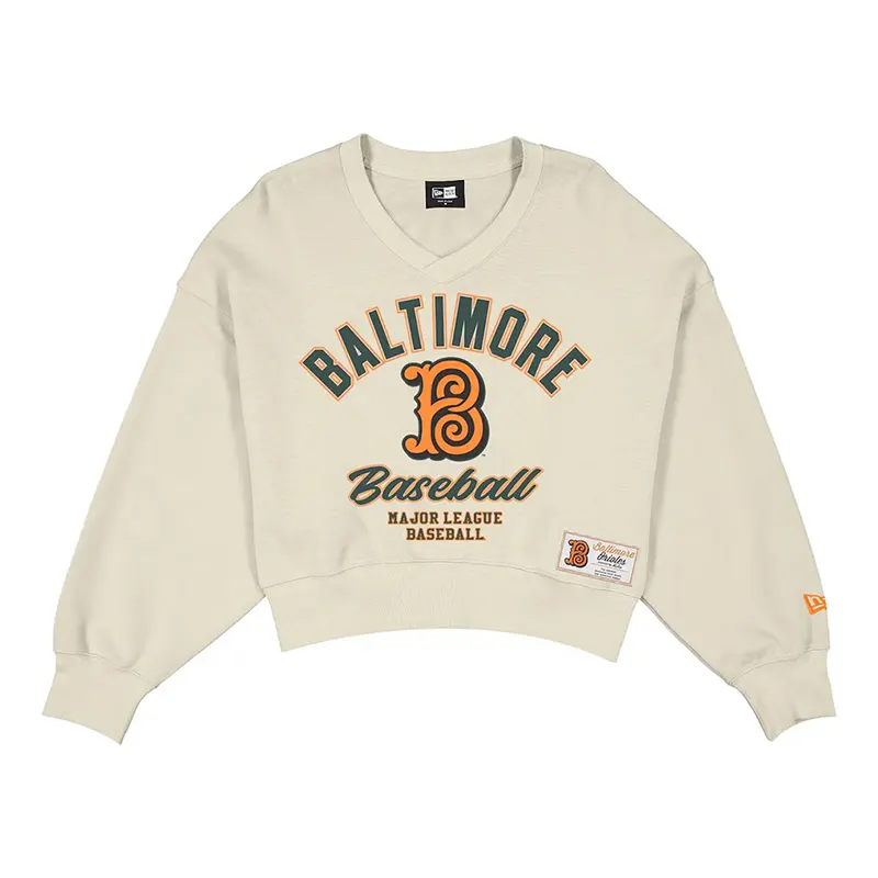 Women's Baltimore Orioles New Era Cream 2026 City Connect V-Neck Sweatshirt