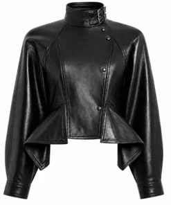 Women's Black Cropped Leather Pilot Jacket