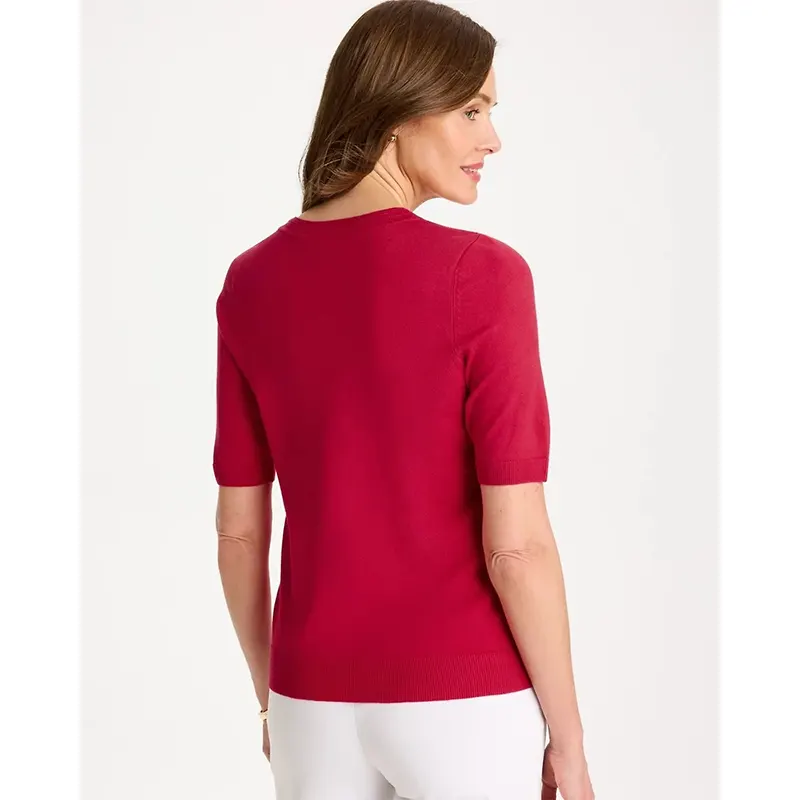 Womens Chicos Ella Short-Sleeve Pointelle Sweater in White - Image 2