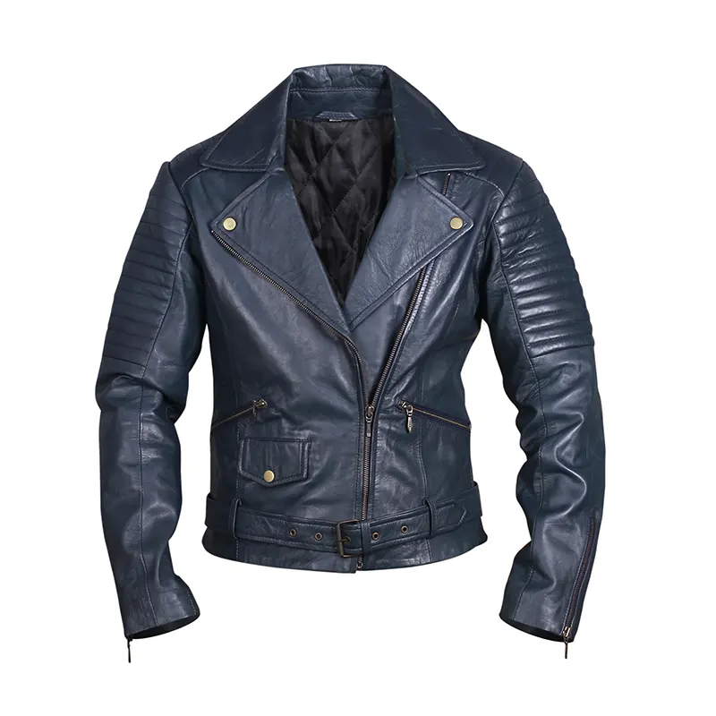 Women's Classic Motorcycle Leather Jacket - Image 2