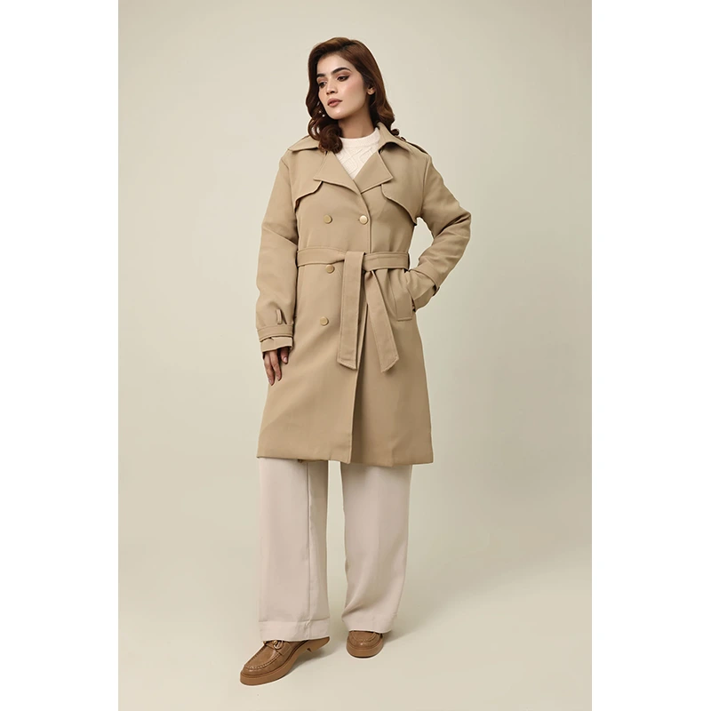 Women's Double Breasted Trench Coat - Image 3