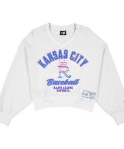 Women's Kansas City Royals New Era White 2026 City Connect V-Neck Sweatshirt