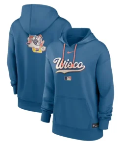 Womens Milwaukee Brewers Nike Blue Authentic Collection City Connect Therma Hoodie