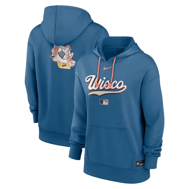 Womens Milwaukee Brewers Nike Blue Authentic Collection City Connect Therma Hoodie