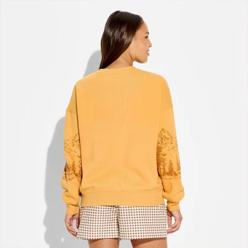 Women's PEANUTS Crewneck Snoopy Wilderness Graphic Pullover Sweatshirt - Image 3