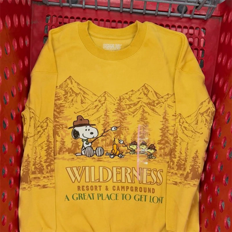 Women's PEANUTS Crewneck Snoopy Wilderness Graphic Pullover Sweatshirt - Image 4