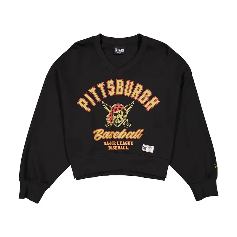 Women's Pittsburgh Pirates New Era Black 2026 City Connect V-Neck Sweatshirt