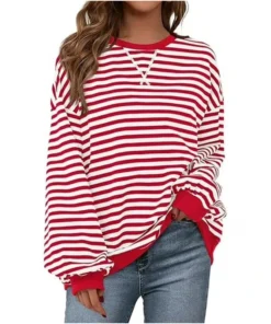 Womens Prettygarden Striped Oversized Sweatshirt