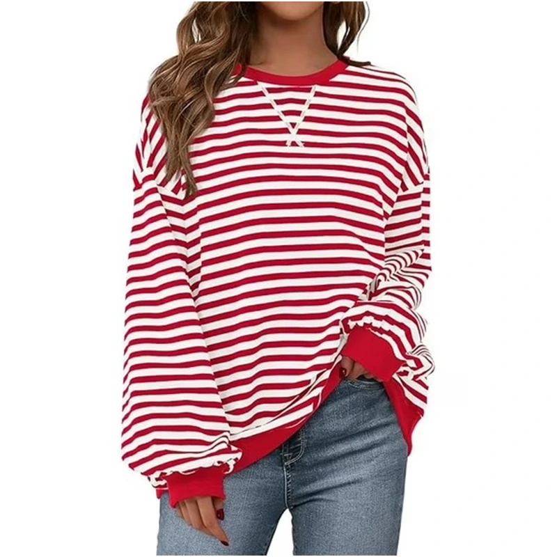 Womens Prettygarden Striped Oversized Sweatshirt