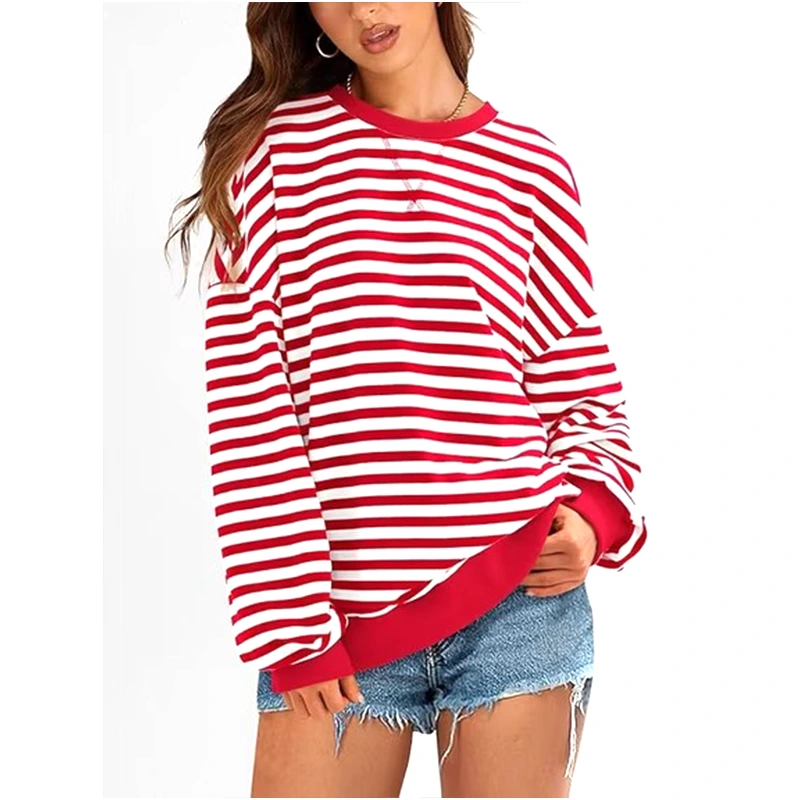 Womens Prettygarden Striped Oversized Sweatshirt - Image 2