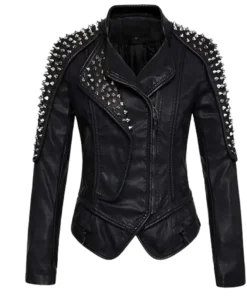 Women's Punk Style Studded Leather Jacket