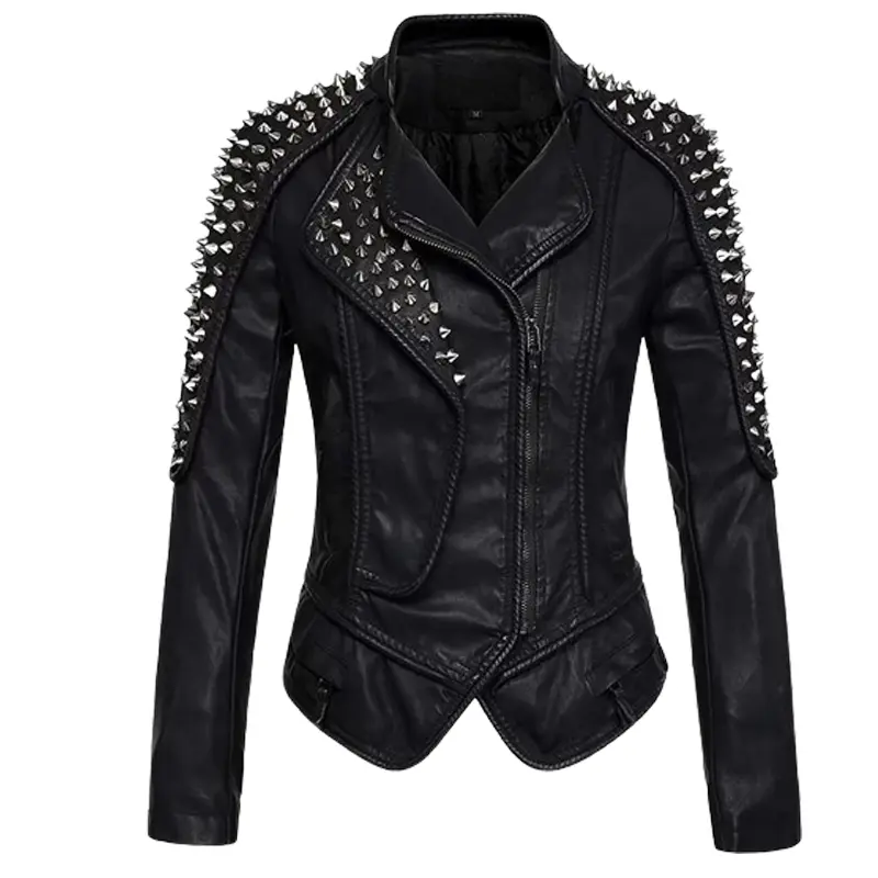Women's Punk Style Studded Leather Jacket