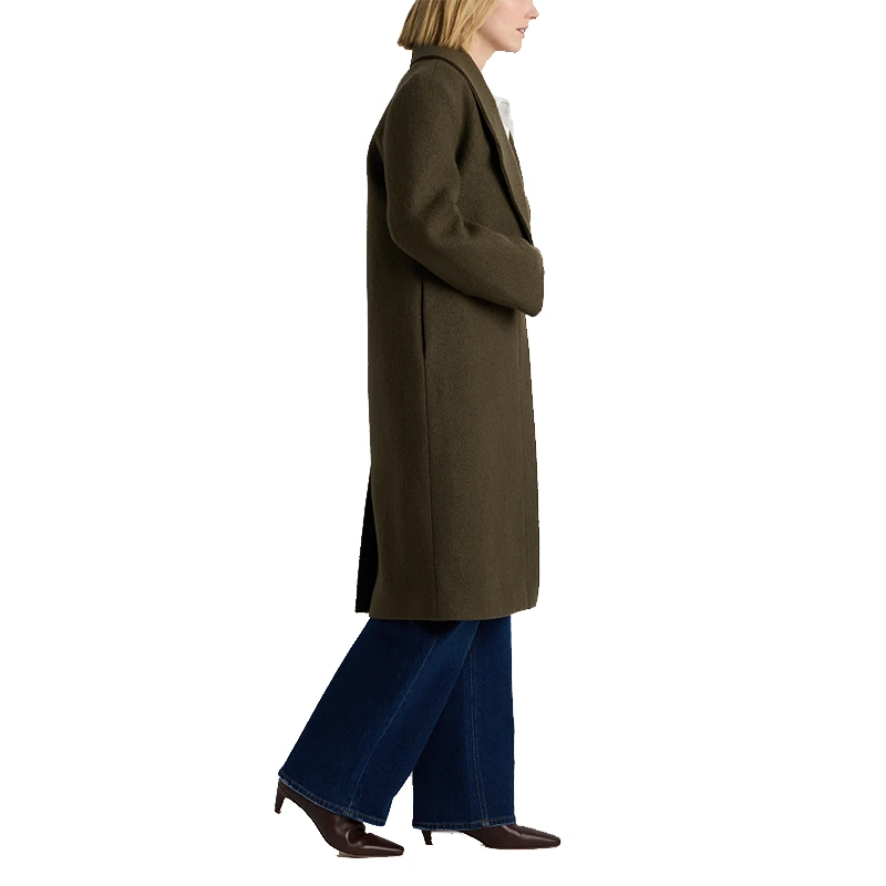 Women's Quince 100% Merino Wool Shawl Collar Long Coat - Image 4
