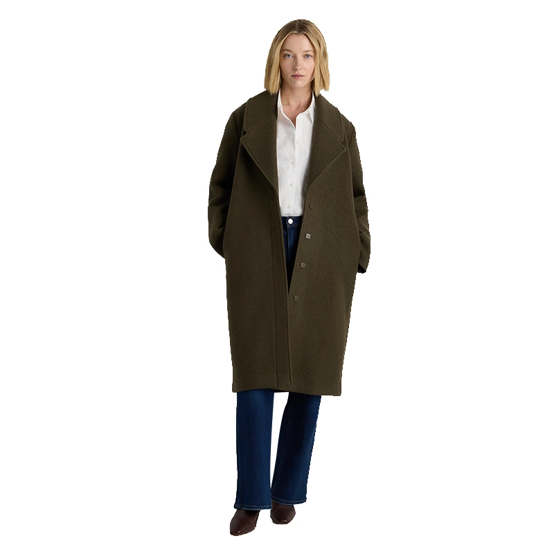 Women's Quince 100% Merino Wool Shawl Collar Long Coat - Image 3