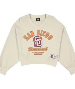 Women's San Diego Padres New Era Cream 2026 City Connect V-Neck Sweatshirt