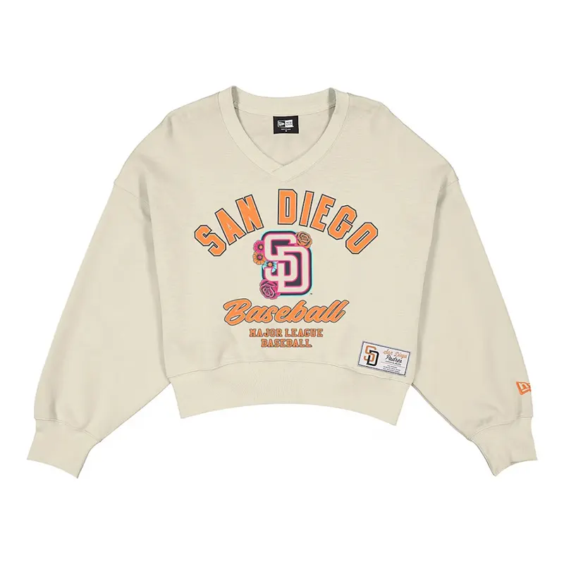 Women's San Diego Padres New Era Cream 2026 City Connect V-Neck Sweatshirt