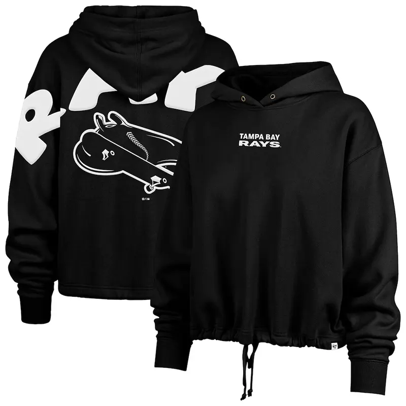Womens Tampa Bay Rays '47 Black City Connect Venice Cropped Pullover Hoodie