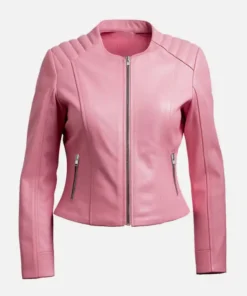 Women's Pink Biker Leather Jacket