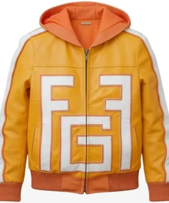 Yellow Fatgum Hooded Leather Jacket