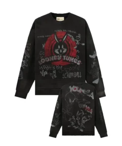 YoungLA x Looney Tunes Graffiti Allover Black Sketch Crewneck