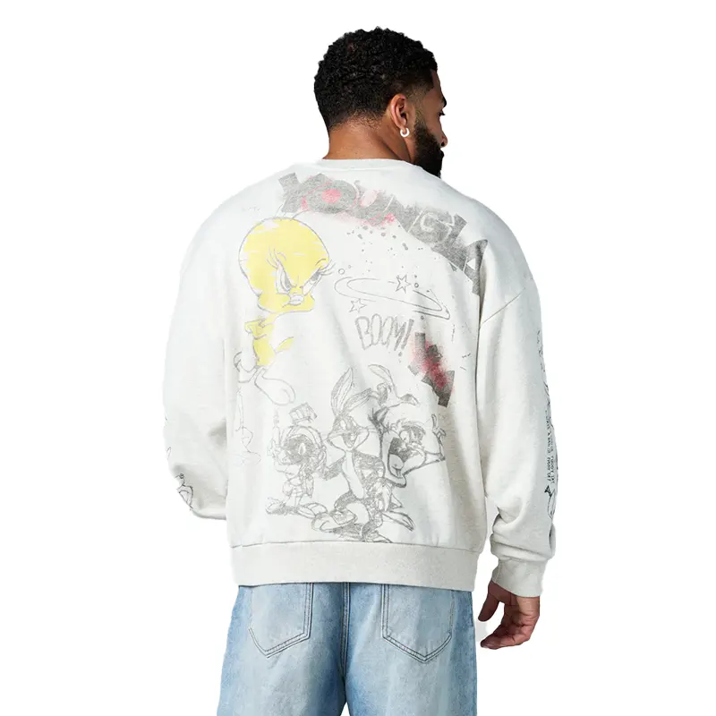 YoungLA x Looney Tunes Graffiti Allover Sketch Crewneck - Image 3