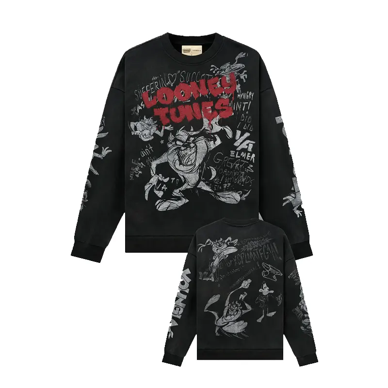 YoungLA x Looney Tunes Graffiti Black Sketch Crewneck