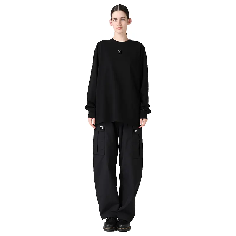 Y's x New Era Long Sleeve Black Cotton Tee - Image 10