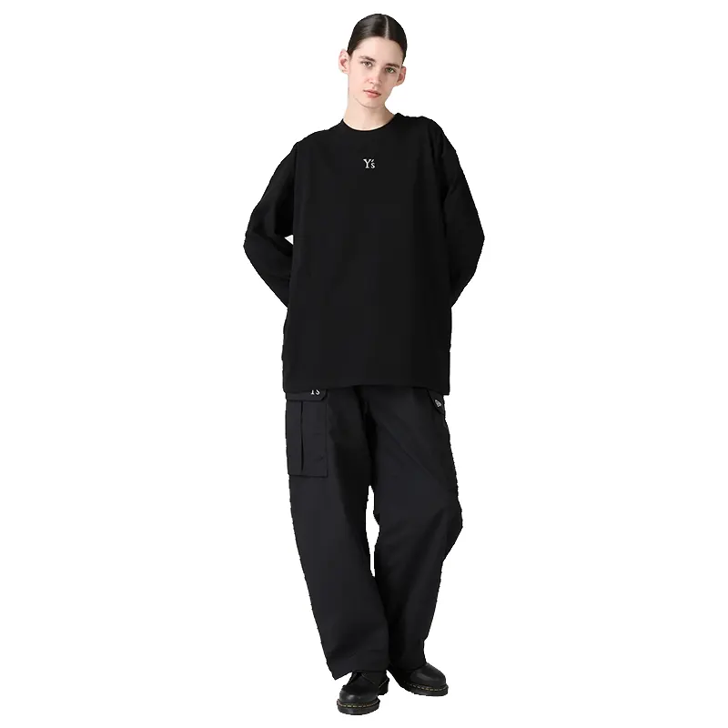 Y's x New Era Long Sleeve Black Cotton Tee - Image 9