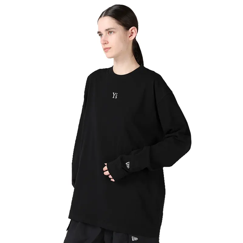 Y's x New Era Long Sleeve Black Cotton Tee - Image 8