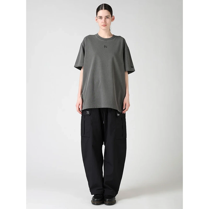 Y's x New Era Short Sleeve Charcoal Cotton Tee - Image 10