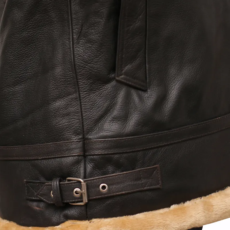 Flight Aviator Brown Shearling Leather Jacket - Image 6
