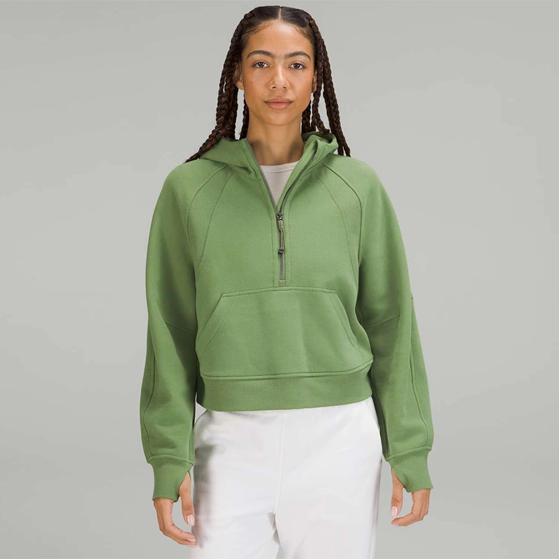 Women oversize half zip Hoodie