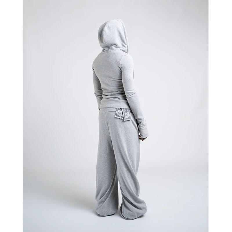 Big Zipper Hoodie Grey for Women - Image 5